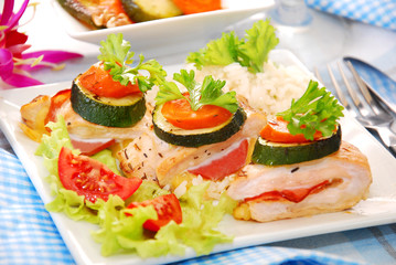 baked chicken breast filled with ham and cheese