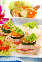 baked chicken breast filled with ham and cheese