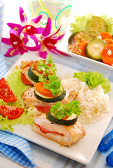 baked chicken breast filled with ham and cheese