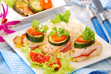 baked chicken breast filled with ham and cheese