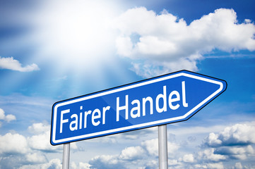 Obraz premium Blaues Schild mit Fairer Handel