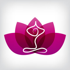 Yoga Logo mit violetten Blättern