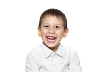 Laughing Boy on White Background