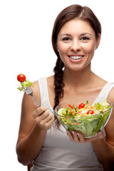 healthy woman with salad