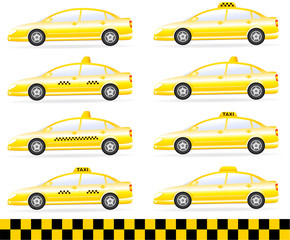 transport set of modern isolated taxi car silhouette