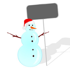 snowman with table for message in hand illsutration
