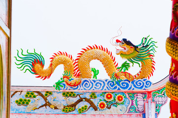 Dragon statue on china temple roof