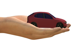 CAR IN HUMAN HAND - 3D