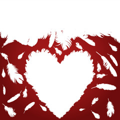 Feather wings and heart vector background love