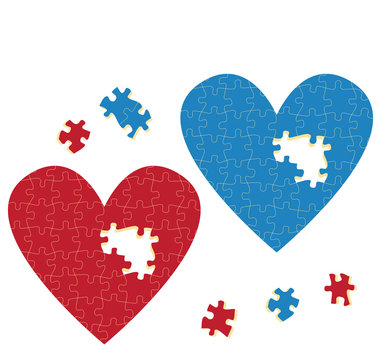 Heart puzzle vector love concept