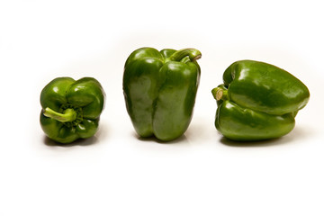 Bell peppers isolated on a white studio background.