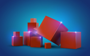 beautiful red cubes with empty space for your text