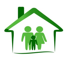 house and family - vector logo