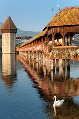 Morning Chapel Bridge in Luzern