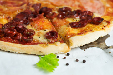 Pizza with sausage