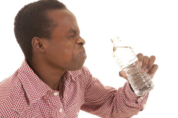 man red shirt not like water