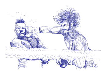 boxing duel (this is original sketch - digital tablet technique)