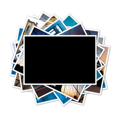 Collection of photos with blank frame in the middle