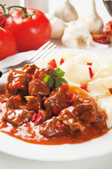 Italian pasta with beef stew