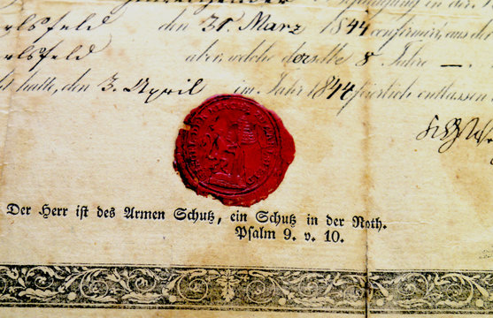 altes Siegel, Schriftst&uuml;ck von  1840