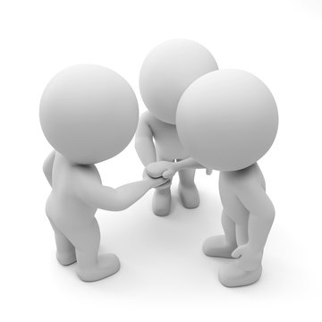 three 3d humans - teamwork concept