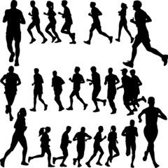 running people set vector