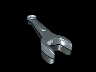 Spanner on black - 3D illustration