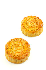 Moon cake on white background.