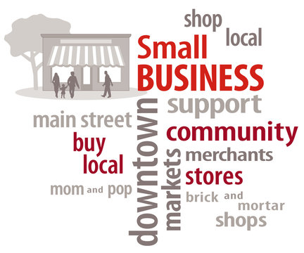 Small Business Word Cloud. Shop local community stores.