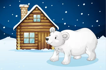 Fotobehang huis en ijsbeer © GraphicsRF