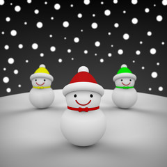Snowmen among snowing