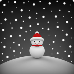 Snowman among snowing