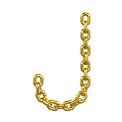 3d Gold Chain Alphabet Font - J