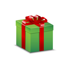 Green present with red bow