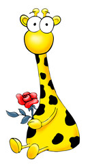 Giraffe mit Rose