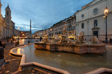 Fototapeta na wymiar Piazza Navona at Dusk. Rzym, Włochy.