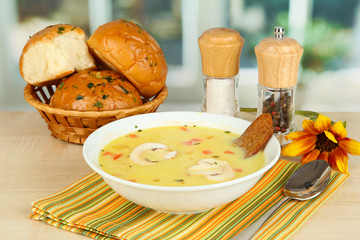 Fragrant soup in white plate