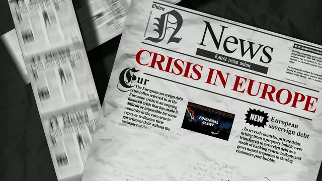 Crisis in Europe Newspaper headlines euro zone animation video