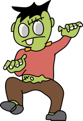 frankenstein halloween cartoon charactor hand draw