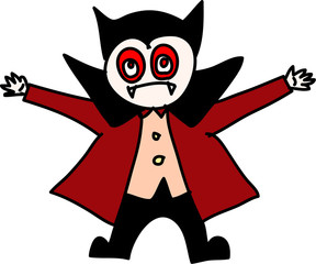 dracula halloween cartoon charactor hand draw