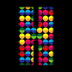 Alphabet Dots Color on Black Background H