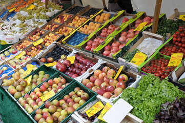 Obst Äpfel auf einen Wochenmarkt