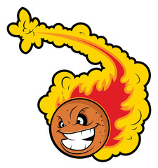 Volleyball with Fire Tale Vector Mascot Tattoo