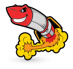 Rocket Cartoon Mascot Vector
