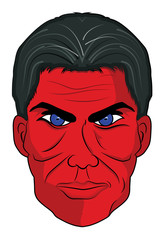 Red Colored Face man