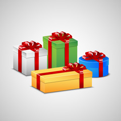 Christmas presents in different colors