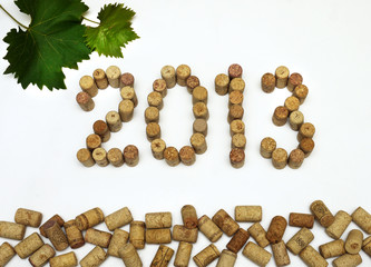 inscription 2013 laid out the wine corks