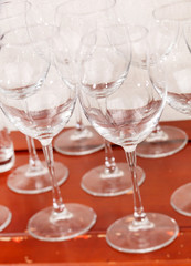 Empty glasses on restaurant table