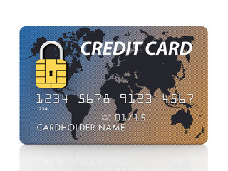 Generic credit card with security chip as padlock