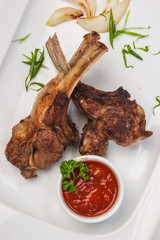 Meat ribs  with tomato sauce